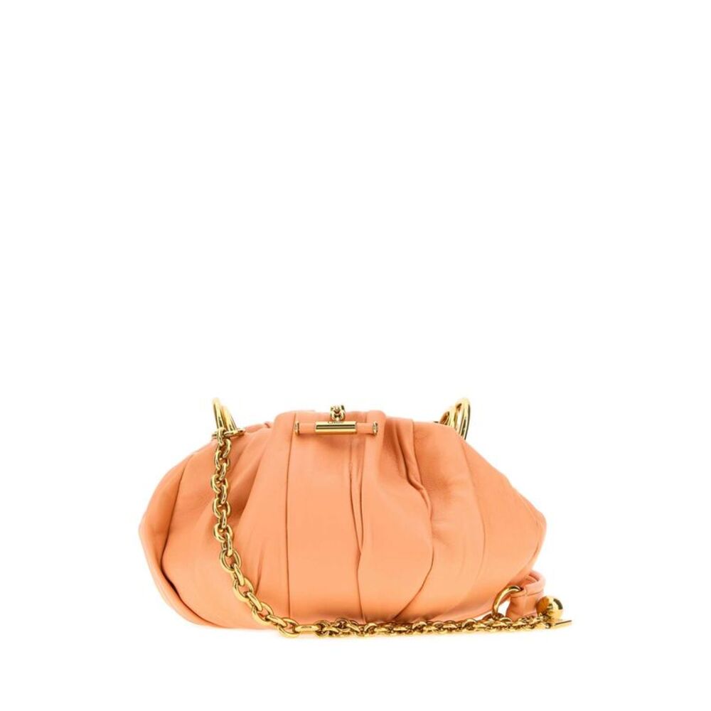 Chloe Women Peach Leather Chloe Plisse Bucket Bag
